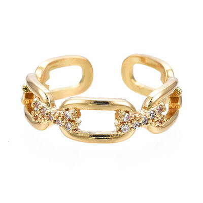 Chain Shape Clear Cubic Zirconia Cuff Ring