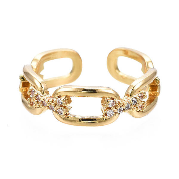Chain Shape Clear Cubic Zirconia Cuff Ring