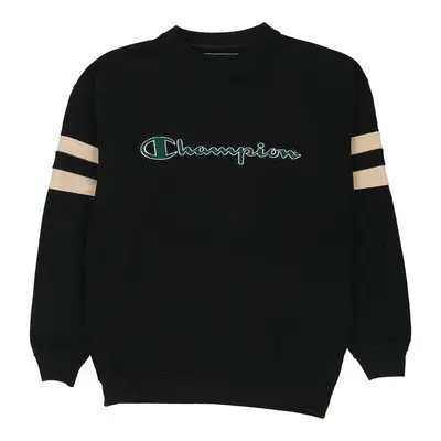 Champion Spellout Sweatshirt - Large Black Cotton
