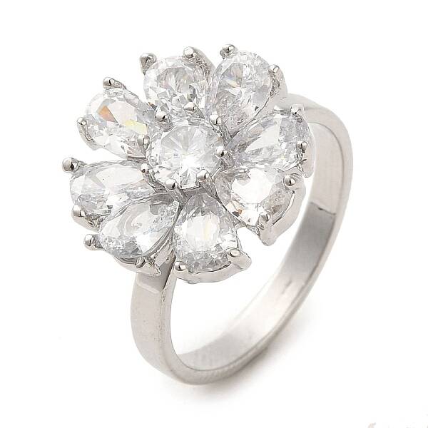 Brass Micro Pave Cubic Zirconia Rings for Women