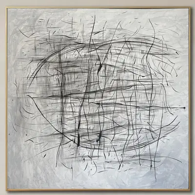 Black And White Abstract Painting Gray Artwork Canvas Art Modern Painting for Hotel Decor | ROTATION