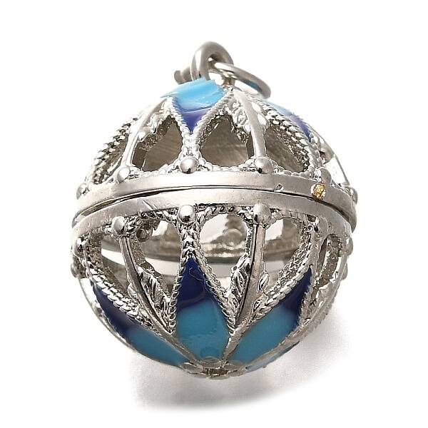 Rack Plating Brass Enamel Bead Cage Pendants