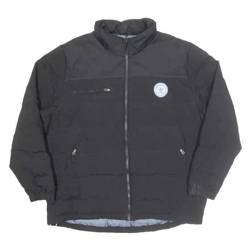 ADIDAS ORIGINALS Mens Puffer Jacket Black Nylon 2XL
