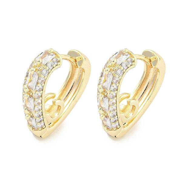 Brass Micro Pave Clear Cubic Zirconia Hoop Earrings