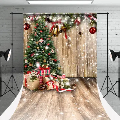 Christmas Tree Wood Gift Photoshoot Sweep Backdrop - Aperturee