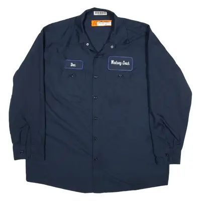 RED KAP Worker Shirt Blue Long Sleeve Mens XL