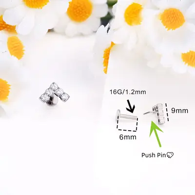 Cute Shape CZ Titanium Cartilage Stud Set - Arrows Push Pin