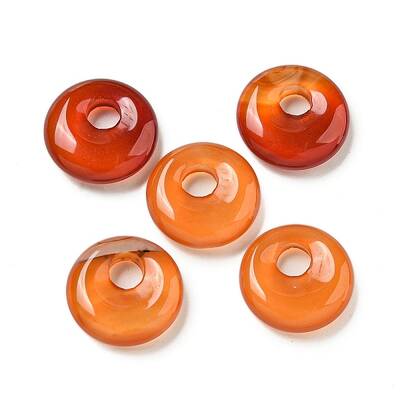 Natural Red Agate Donut/Pi Disc Charms