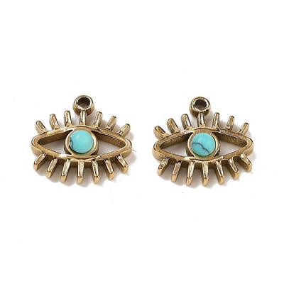 Ion Plating(IP) 304 Stainless Steel Pave Synthetic Turquoise Eye Charms