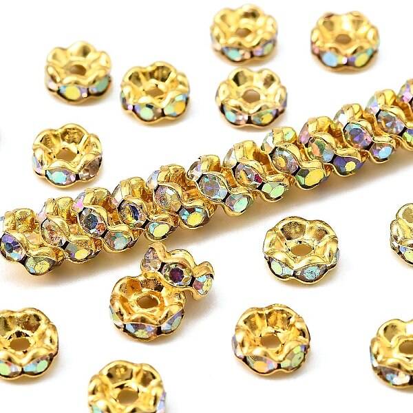 Brass Rhinestone Spacer Beads