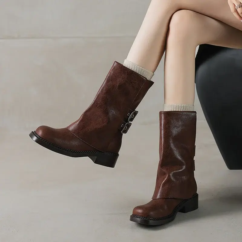 CHIKO Adiel Round Toe Block Heels Ankle Boots