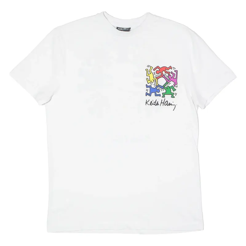 KEITH HARING Mens T-Shirt White Crew Neck S