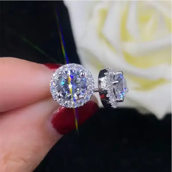 【Must be】S925 Silve Moissanite Stud Earrings Fashion Classic Ear Jewelry Gift for Men Genuine Authenticity Certificate | ...