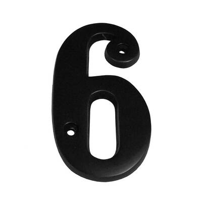 Better Home Products 4 Solid Brass House Number #6, Matte Black