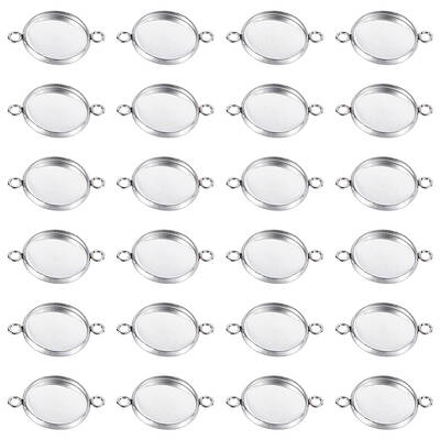 50Pcs 304 Stainless Steel Cabochon Connector Settings