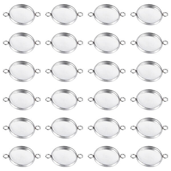 50Pcs 304 Stainless Steel Cabochon Connector Settings
