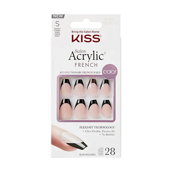 Kiss Unghie Adesive Salon Acrylic French Color - Flame 28 Pezzi