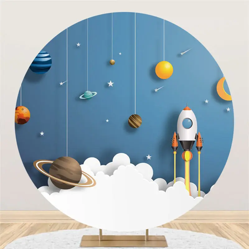 Aperturee Cartoon Star Universe Theme Circle Backdrop For Kid | Name Backdrop For Birthday | Birthday Curtain Backdrop | Back...