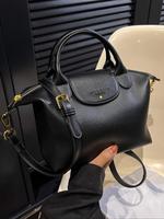 Women's Elegant Solid Color Handbag, Textured Handbag, Fashionable Pu Leather Zipper Shoulder Bag for Daily Used, Casual Tren...
