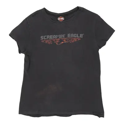 Age 11-12 Screamin' Eagle Harley Davidson T-Shirt - Medium Black Cotton