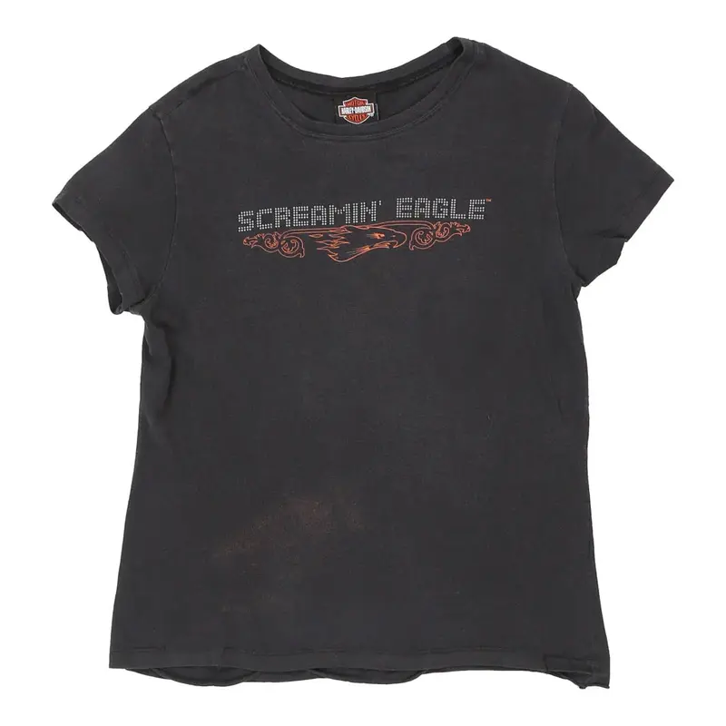 Age 11-12 Screamin' Eagle Harley Davidson T-Shirt - Medium Black Cotton