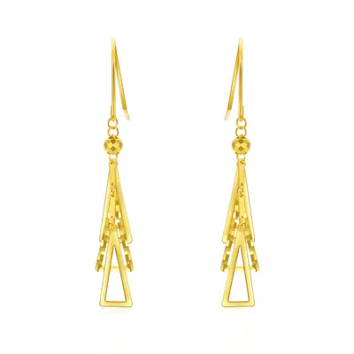 18K Gold Triangle Drop Earrings