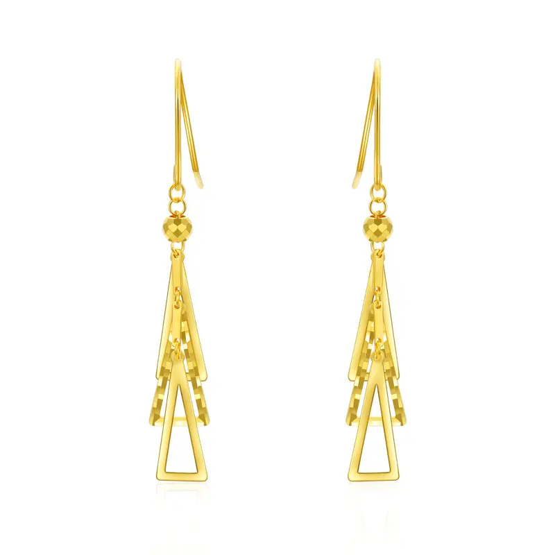 18K Gold Triangle Drop Earrings