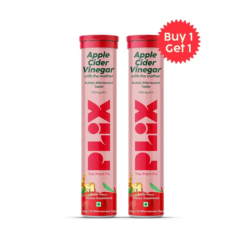 Plix Life Apple Cider Vinegar Effervescent Tablets 700mg ACV 2/4/8/12 Pack - Edible Supplement for Fitness and Healthcare, Ch...