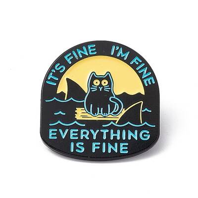 Cat with Word Alloy Brooch for Backpack Clothes