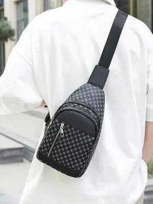 Men's Durable Sling Bag, Fashionable Adjustable Waterproof Chest Bag for Daily Used, Casual Versatile High-quality Daily Comm...