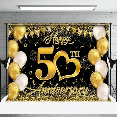 Aperturee Gold Heart Balloons 50Th Anniversary Party Backdrop
