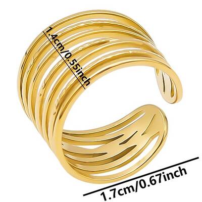 Minimalist 304 Stainless Steel Wide Band Cuff Open Rings for Women