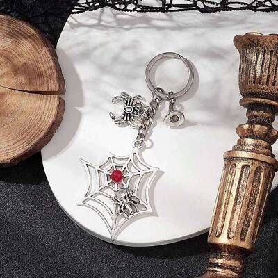 Tibetan Style Alloy Big Pendants with Iron Keychain Ring and Natural & Dyed Malaysia Jade Bead  Keychains
