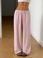 Women's Solid Color Drawstring Waist Pants, Casual Comfy Elastic Waist Trousers for Daily Wear, Ladies Bottoms for All Season...