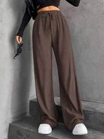 Women's Textured Tie Front Elastic Waist Straight Leg Pants, Casual Comfy Minimalist Baggy Trousers for Daily Wear, Ladies Bo...