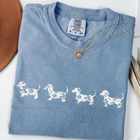 Comfort Colors Dachshund T-shirt, Blue Toile Dachshund Tee, Dog Mom Gift, Dachshund T-shirt, Cute Doxie Tee, Wiener Dog, Dach...