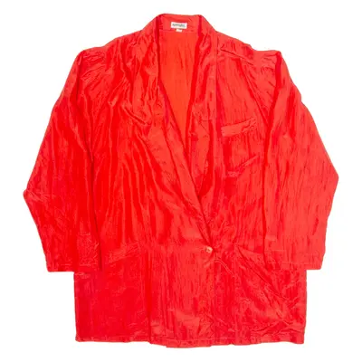 SPENGLER Womens Blouse Red Collared Long Sleeve Silk XL