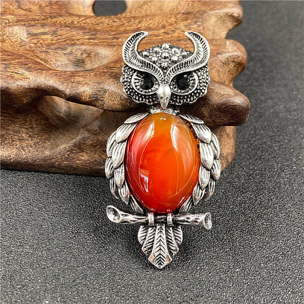 Antique Silver Owl Brooch Pins