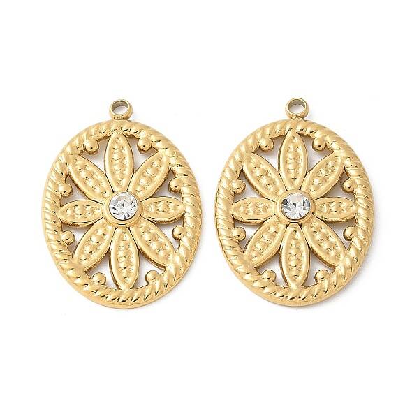 304 Stainless Steel Rhinestone Pendants