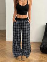 Women's Plaid Print Drawstring Waist Pants, Casual Comfy Trousers for Daily Wear, Ladies Bottoms for Summer, Womenswear, Pant...