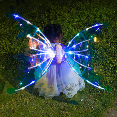 Electrical Butterfly Wings With Lights Glowing Shiny Dress Up Moving Fairy Wings For Birthday Wedding Christmas Halloween