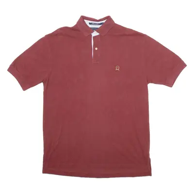TOMMY HILFIGER Mens Polo Shirt Maroon Short Sleeve L