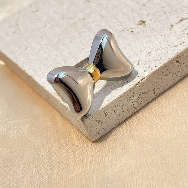 Bowknot 304 Stainless Steel Finger Rings for Women