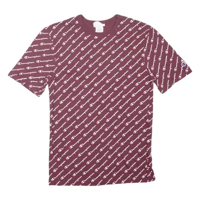 CHAMPION T-Shirt Maroon Short Sleeve Mens S