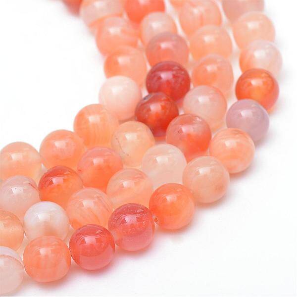 Round Dyed Natural Red Agate Bead Strands