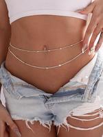 Women's Simple Style Plain Color Beaded & Round Charm Waist Chains, Casual Trendy Waist Chain for Party & Daily Clothing Deco...