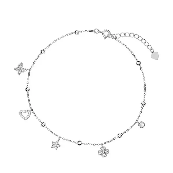 Again jewelry Allegro Silver Leg Bracelet with Charms AJNH0010