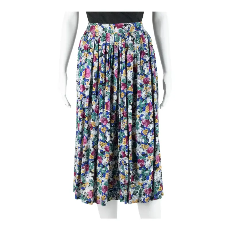 FUNDAMENTAL THINGS Midi Straight Skirt Blue 90s Floral Womens XXS
