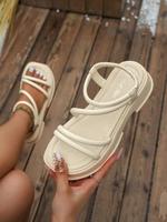 Women's Fashionable Plain Color Platform Sandals, Casual Versatile Platform Flatform for Summer, Lightweight Strappy Sandals,...