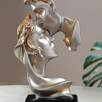 1 Piece Kissing Couple Design Ornament, Modern Abstract Couple Sculpture Resin Decoration Craft, Home Desktop Bookshelf Ornam...